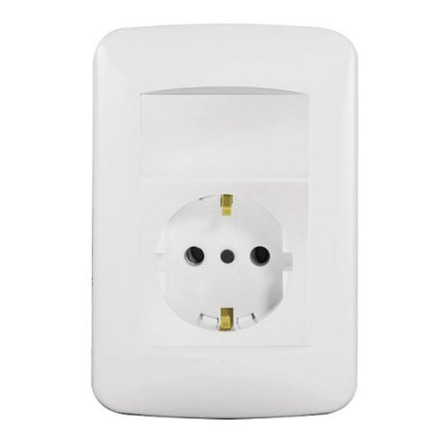 Plaqueta Blanca Reggio Molveno Con Schuko Plaqueta Blanca Reggio Molveno Con Schuko