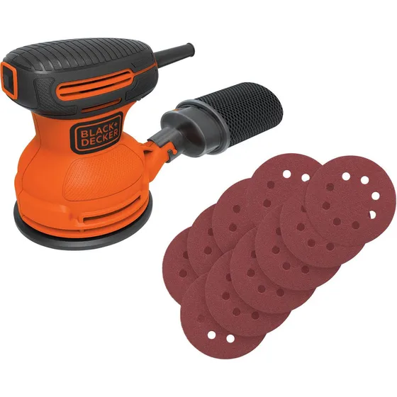 Lijadora Roto Orbital Black + Decker + Set De 10 Lijas 125mm