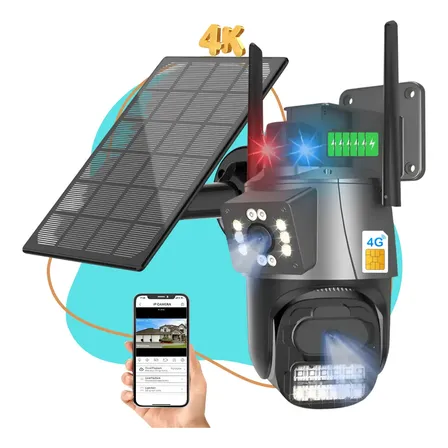 Câmera Segurança 360° 4k Chip 4g/5g Ip Wifi Visão Noturna Cinza-escuro