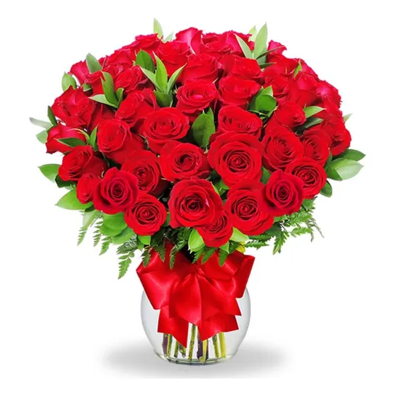 100 Rosas Rojas En Florero - Florerias En Monterrey - Planta