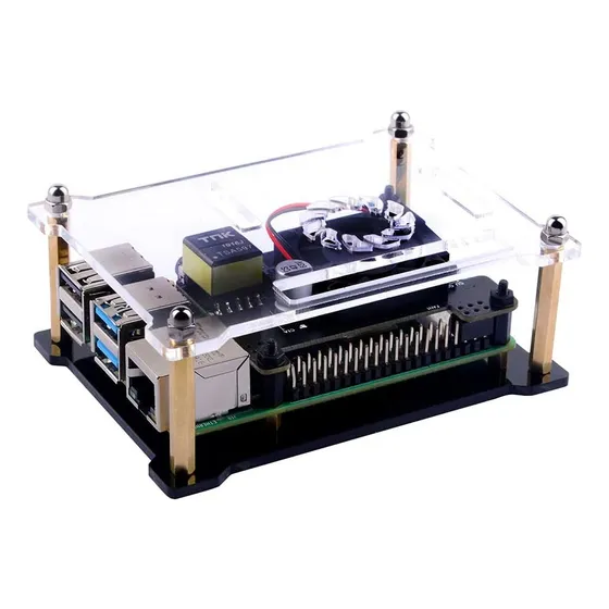 Caja Poe Acrílica Geeekpi Para Raspberry Pi 4b Y Hat