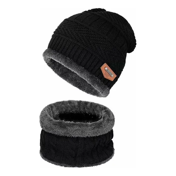 Set Calentador Gorro Mas Bufanda De Cuello Invierno Unisex