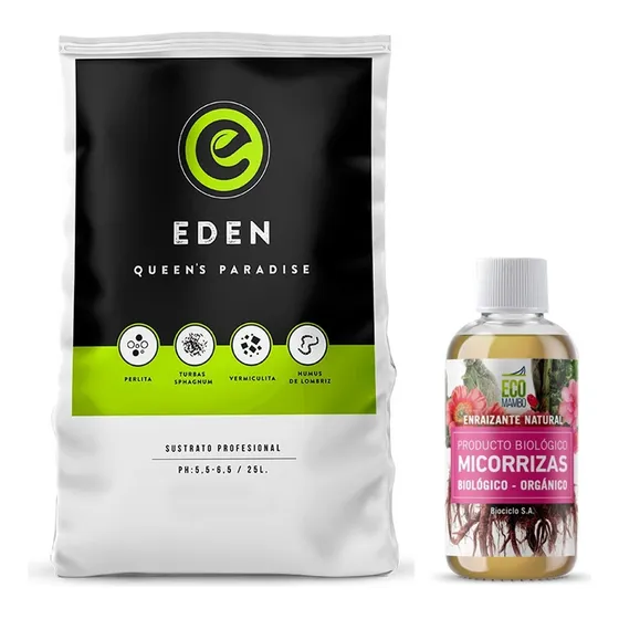 Sustrato Profesional Eden 10lts Con Ecomambo Micorrizas 30cc