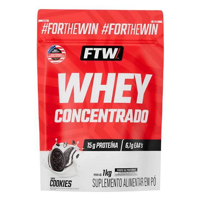 Whey Concentrado Refil 1kg Sabor Cookies - Ftw