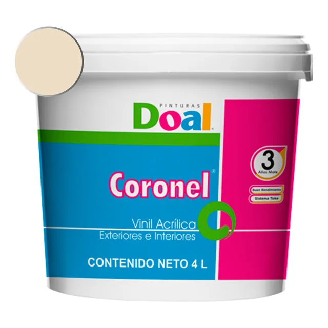 Galon Pintura Vinílica Lavable Doal Coronel Exteriores E Int Color Capuchino