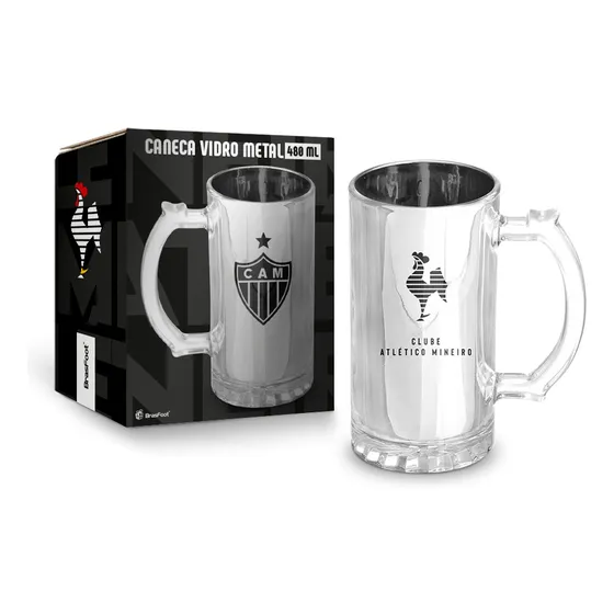 Caneca Vidro Metalic Times - Atlético Escudo Atlético
