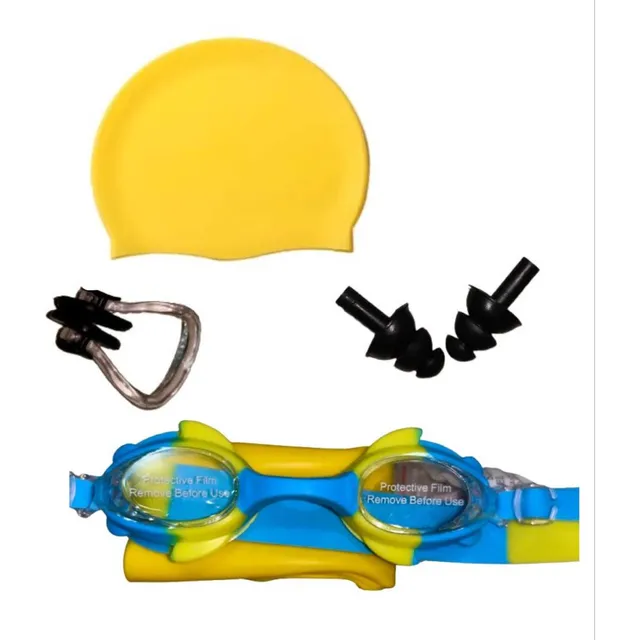 Lentes De Natación Niños Con Gorro+tapa Oidos+nariz+estuche