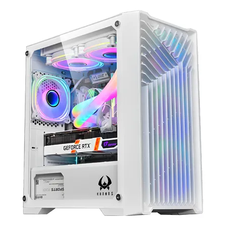 Gabinete Kronos Wind Vidrio Templado, Rgb, 3fan Matx, Blanco Blanco