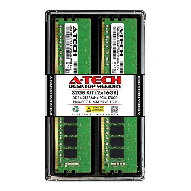 A-tech Ram, 32gb (2x16gb), Ddr4, 2133mhz, Dimm, Cl15