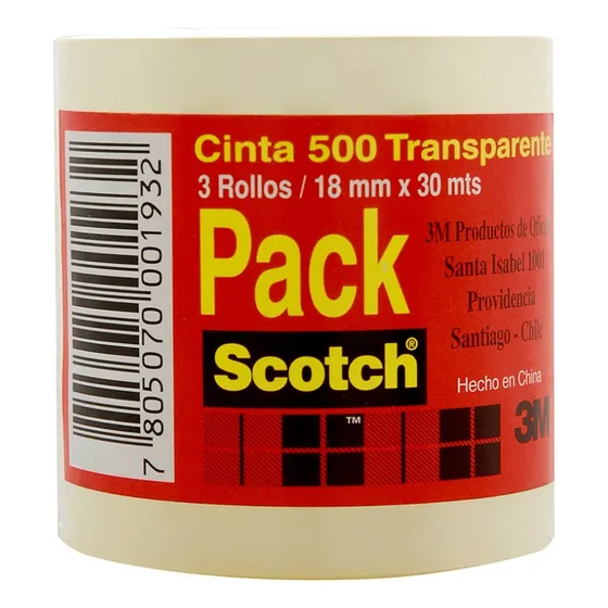 Cinta Adhesiva Decorativa Scotch 18mmx30m Pack 3 Uds Color Transparente Diseño 18mmx30m Pack 3 Uds 30m X 18mm - 3 Unidades