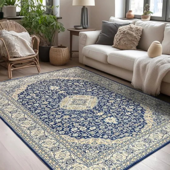 Alfombra Tipo Persa Guarda Azul Andorra 100x150cm Kreatex