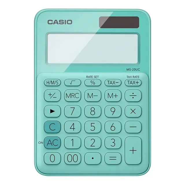 Calculadora Tipo Mini Escritorio Casio Ms-20uc 12 Digitos Color Verde Claro