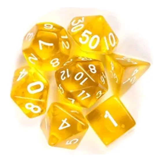 7 Dados Juegos De Rol 4, 6, 8, 10, 12 Y 20 Caras Amarillo Tr