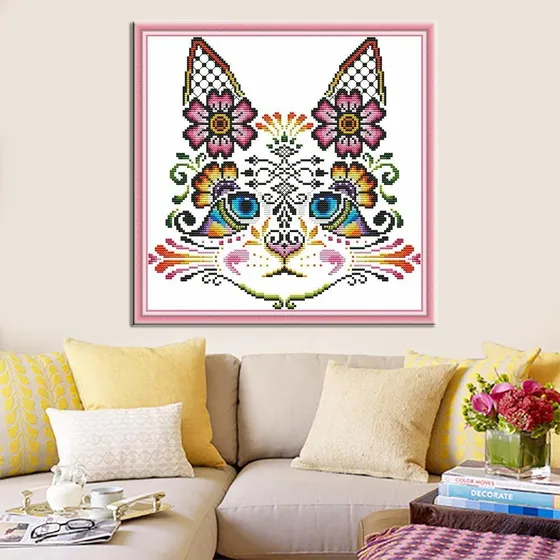 Kit Bordado Punto Cruz Para Adulto Niño Gato Wowdecor 11