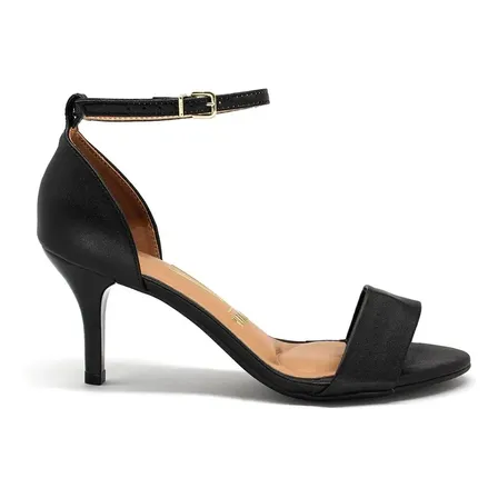 Sandalia Feminina Vizzano Salto Baixo Fino Social Conforto Preto Pelica 416 Liso 39