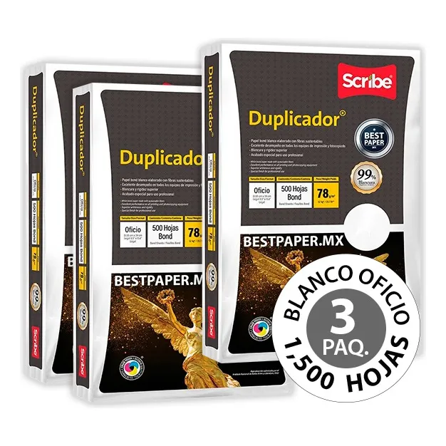 Papel Duplicador Blanco Oficio - 3 Paquetes (1,500 Hojas)