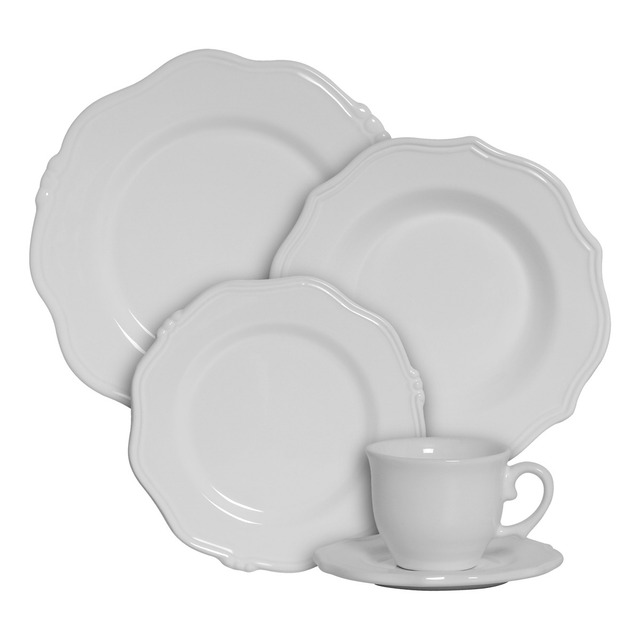 Aparelho De Jantar De Cerâmica 20 Peças Branco Algarve Scalla Cerâmica Aparelho De Jantar De Cerâmica 20 Peças Branco Algarve Scalla Cerâmica