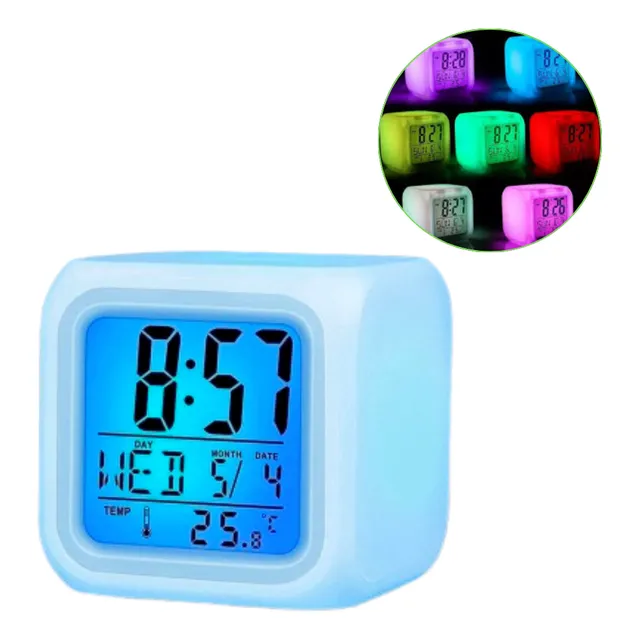 Reloj Despertador Alarma Colores Led Cubo Luminoso Digital
