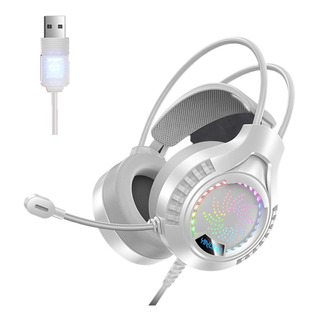 Fone De Ouvido Para Jogos Com Fio Fone De Usb 7.1 Branco Fone De Ouvido Para Jogos Com Fio Fone De Usb 7.1 Branco