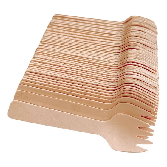 200 Pieza Mini Tenedor Madera 3.9 In Largo Utensilio Abedul