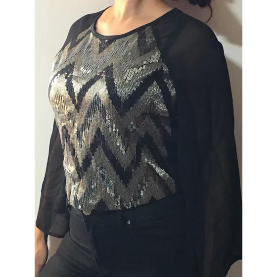 Blusa De Seda Dama Lentejuela Moda Importada