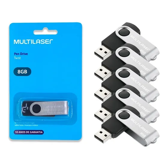 Kit 50 Pendrive 8gb Twist Multilaser 100% Original Atacado