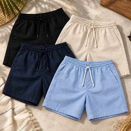 Kit 4 Short Linho Mauricinho Masculino Bermuda Esporte Fino 1 De Cada Cor Lisa M 40-42