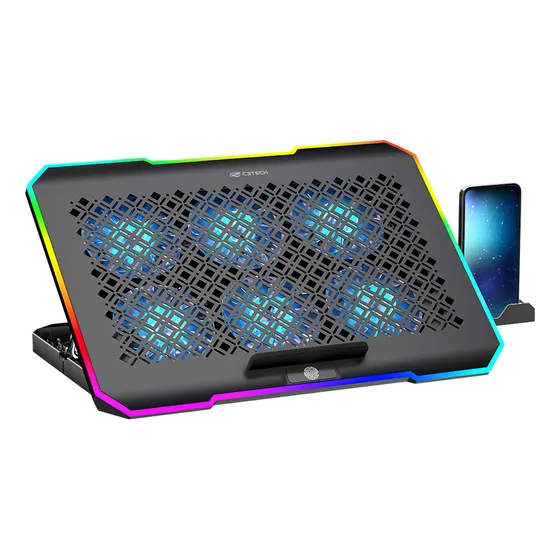 Base Suporte Refrigeração Notebook Dell Rgb C/ 6 Cooler Led