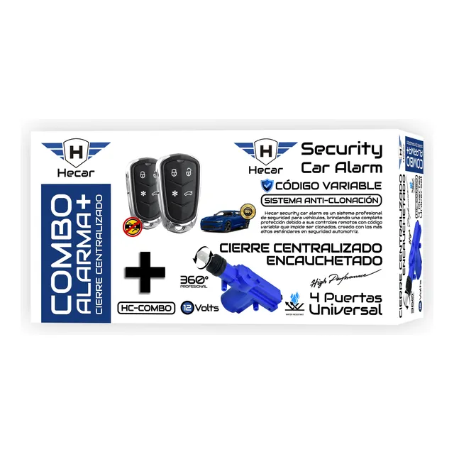 Combo Kit Alarma Codigo Variable + Cierre Centralizado