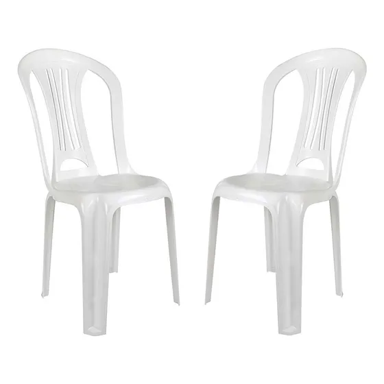 Silla Plástico Pvc Mor Reforzada Sin Posabrazos Jardin X2