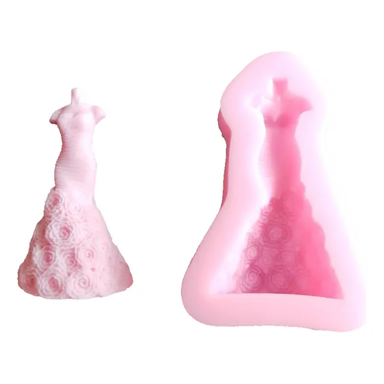 Molde Silicona Mini Vestido Caída Con Encaje Floral
