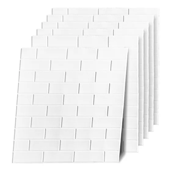 Placa 3D Autoadhesiva Vinilo Decorativo Pared Interior Pack X 10 Lifewall Revestimiento Acústico Antigolpes Flexible Color LWE11-1Bx10 Subway Blanco