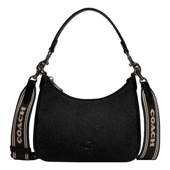 Coach Hobo Crossbody In Cross Grain Leather, Black, L8rdw