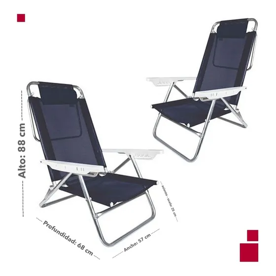 Juego Sillas De Playa Aluminio Mor Summer Reforzadas 6 Pos.