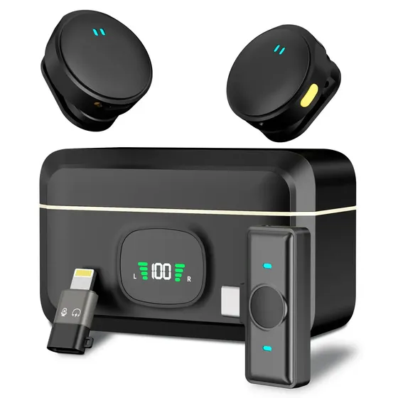 Micrófono Lavalier Inalámbrico Doble Para iPhone Android Mini Micrófono De Solapa Inalámbrico