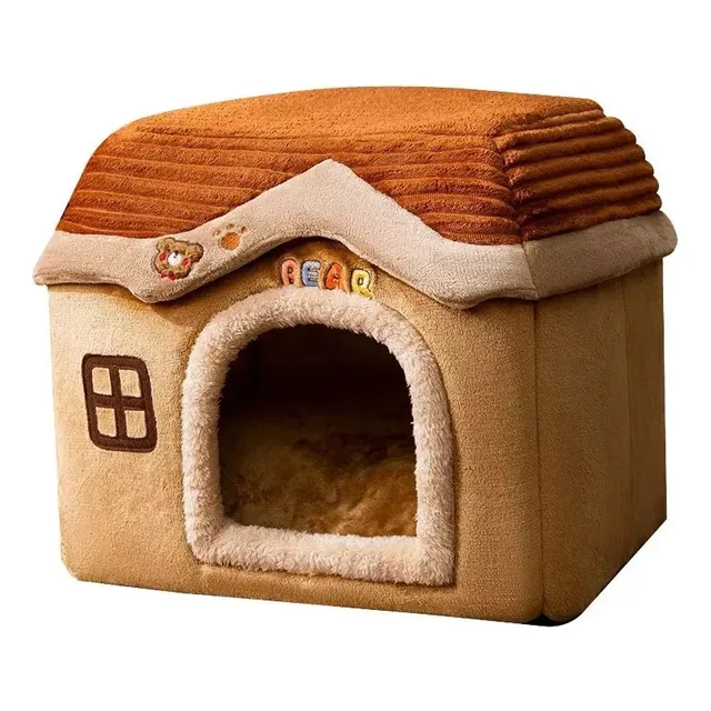 Cama De Cueva 50cm Para Mascota Tipo Casa De Invierno Felpa