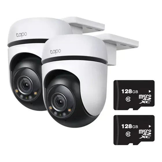 Kit X2 Cámaras Seguridad Exterior Tapo C510 + Memoria 128gb