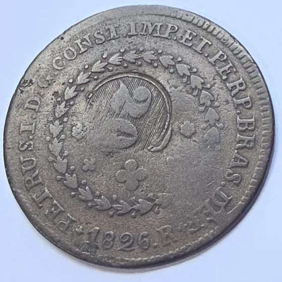 Moeda 40 Réis 1826 R Rio Carimbo 20 Réis Império Brasil Mbc
