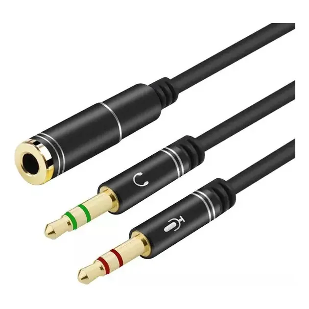 Adaptador Cable Splitter Micrófono Audífono 2 Macho 1 Hembra