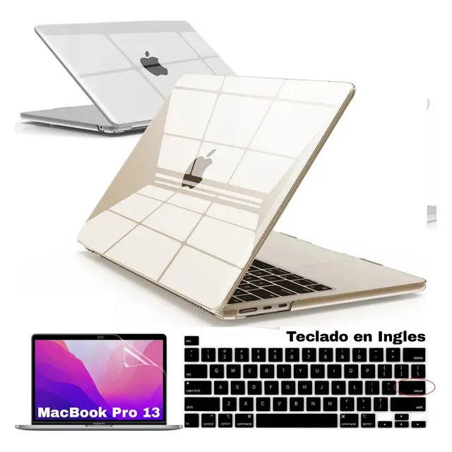Case + Mica + Cobertor Teclado Macbook Pro 13 M2 M1 A2338 T
