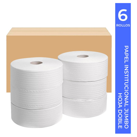 6 Rollos Papel Higiénico Institucional Jumbo Hoja Doble Bio 6 Rollos Papel Higiénico Institucional Jumbo Hoja Doble Bio
