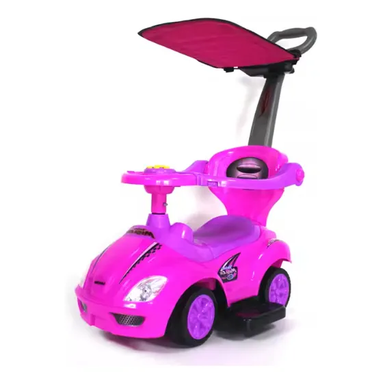 Correpasillo Con Toldo Rosado Mega Car Deluxe 3 En 1