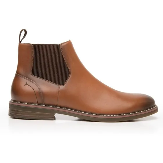Botin Flexi Para Hombre Con Elástico E- 404604 Negro Y Tan