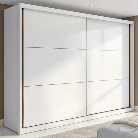 Guarda-roupa Casal MDF 2 Portas Corrediças Branco 6 Gavetas Móveis Lopas