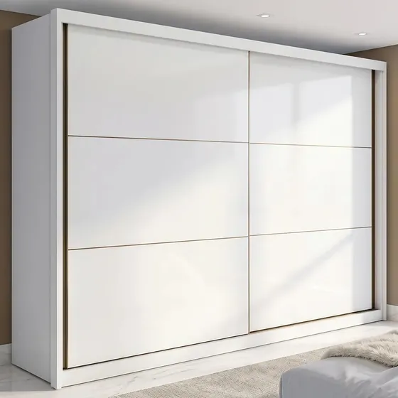 Guarda-roupa Casal MDF 2 Portas Corrediças Branco 6 Gavetas Móveis Lopas