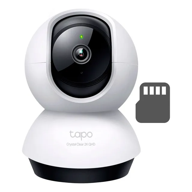 TP-Link Tapo C220 64gb Cámara De Seguridad Gira 360° 2k 4mp con memoria MicroSD, Color Blanco