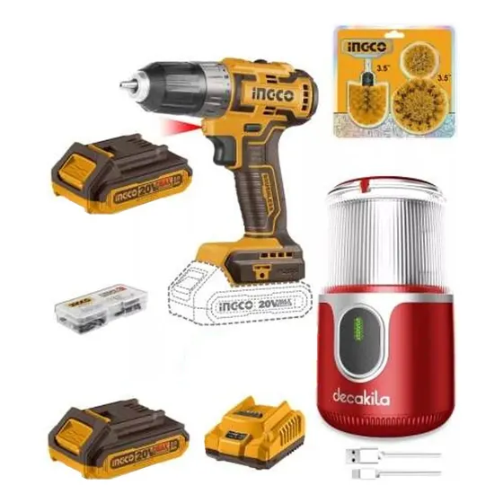 Combo Atornillador 20v + Cepillos + Molinillo Cafe Ingco