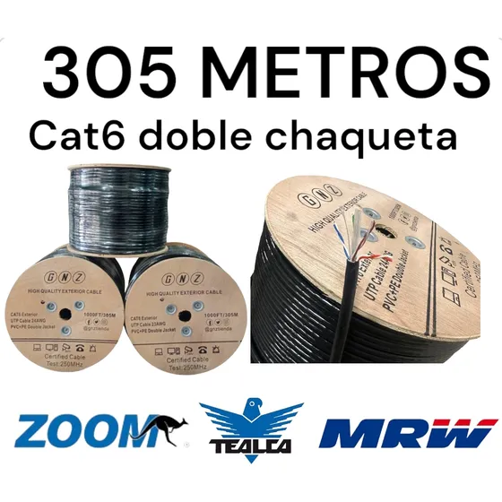 Bobina De Cable Utp 305 Metros Gnz Intemperie Cat6 Cca