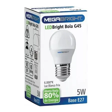 Ampolleta Led Mini Bola G45 5w E27 - Blanco Frio 6000k