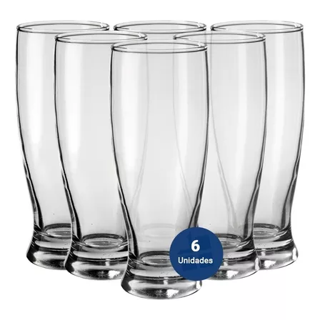 Set X 6 Vaso Vidrio Rigolleau Amsterdam Pinta Cerveza 325ml Color Transparente